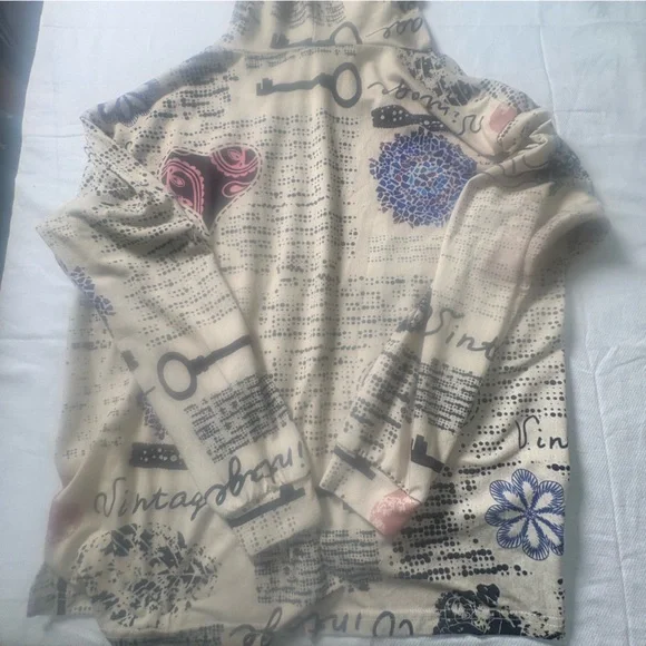 Lily by Firmiana Script Print Hoodie Romantic Literary Cottagecore Large - Picture 9 of 11